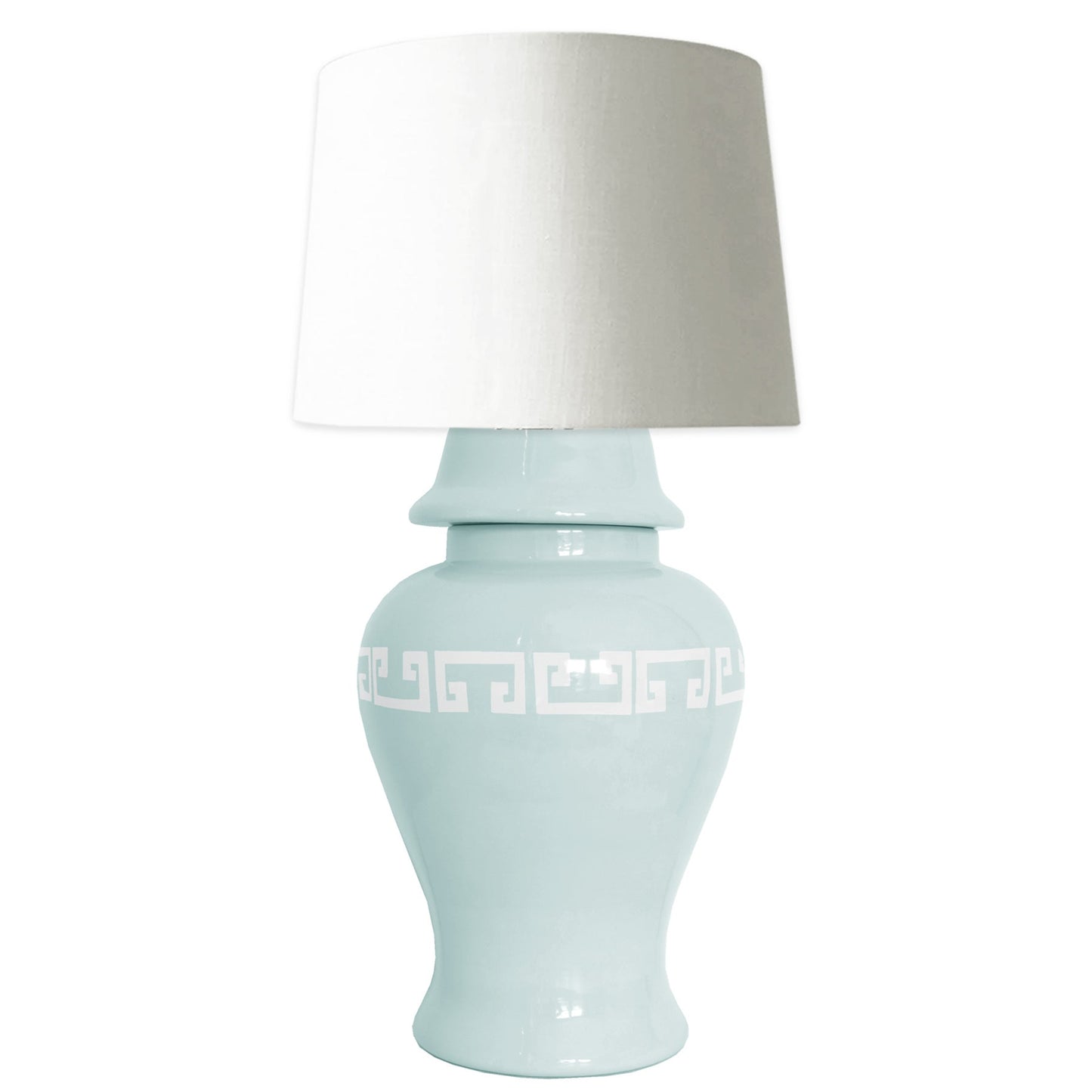 Robin's Egg Greek Key Ginger Jar Lamp