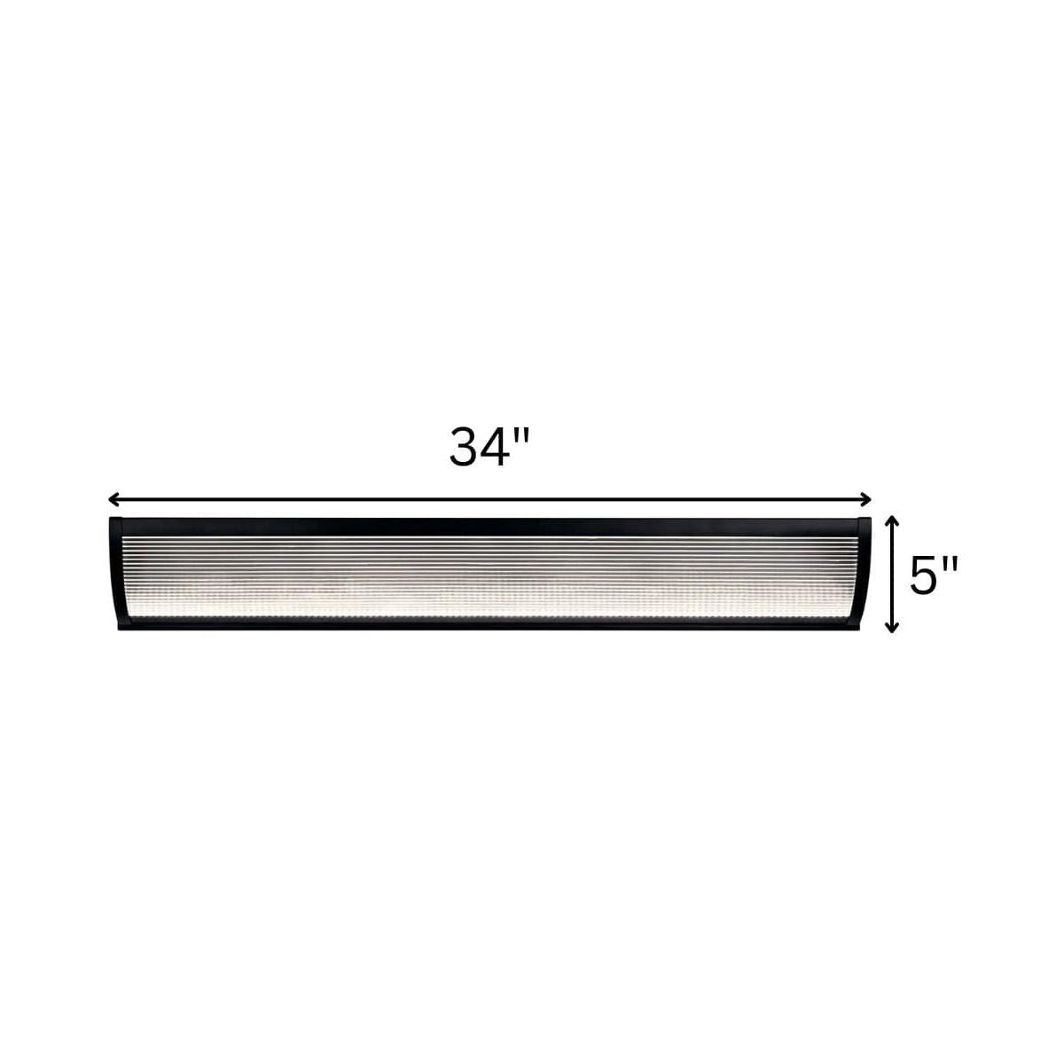 Roone 34"W 1-Light LED  Vanity Bath Light Matte Black Finish, Clear Ribbed Shade by Kichler