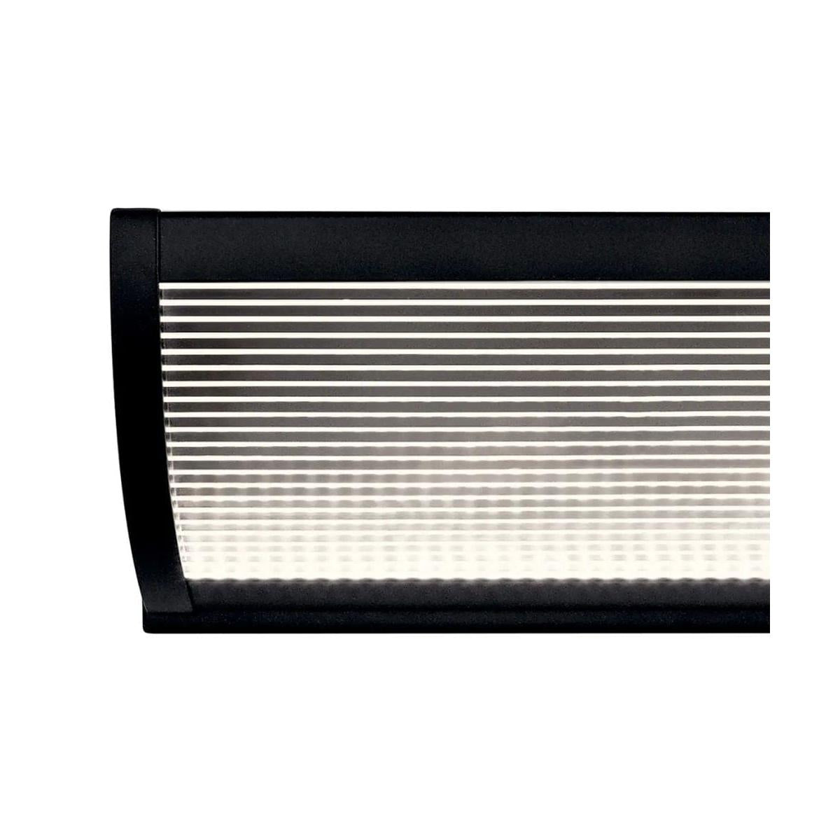 Roone 34"W 1-Light LED  Vanity Bath Light Matte Black Finish, Clear Ribbed Shade by Kichler