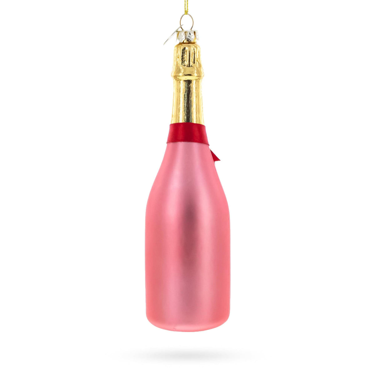 Rose Sparling Wine Bottle Glass Christmas Ornament