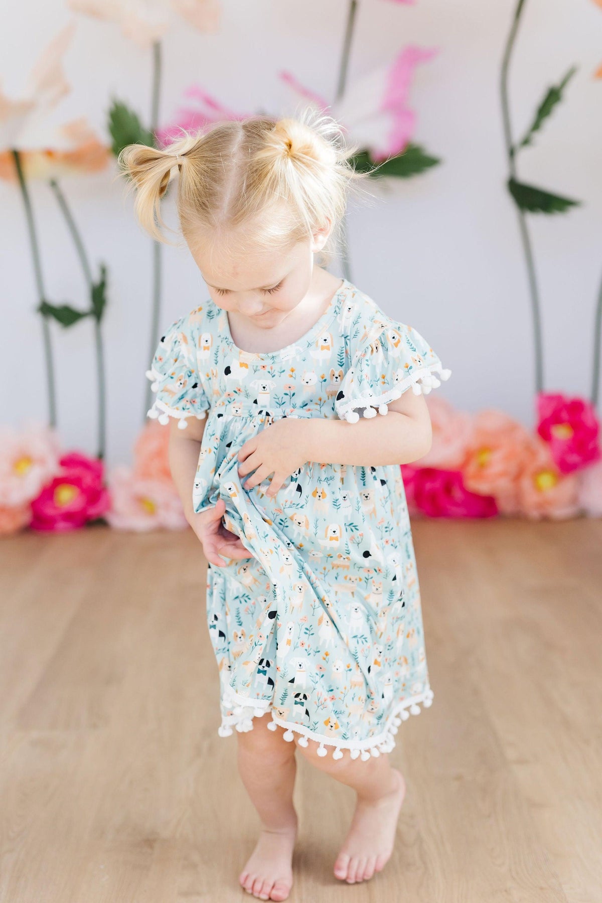 a girl in a dress