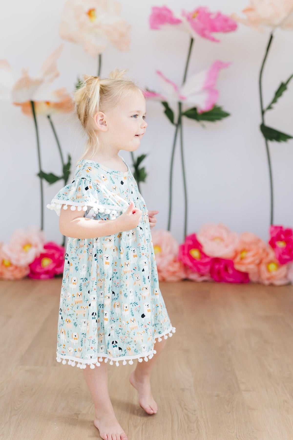 a girl in a dress