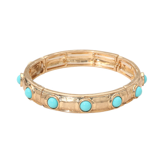 Turquoise & Gold Hammered Bracelet
