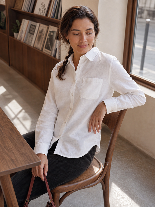 100% Linen Classic Shirt Top SAVANNAH