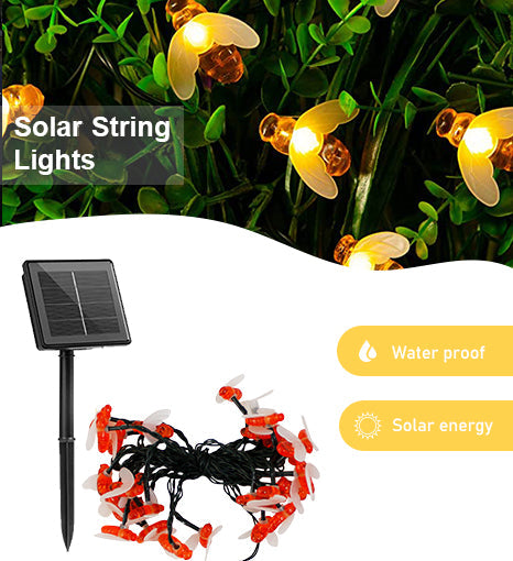 LED Solar String Lights - Bee Design