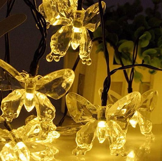 Solar Butterfly String Lights Decorative Ambient Lighting Waterproof Outdoor LED
