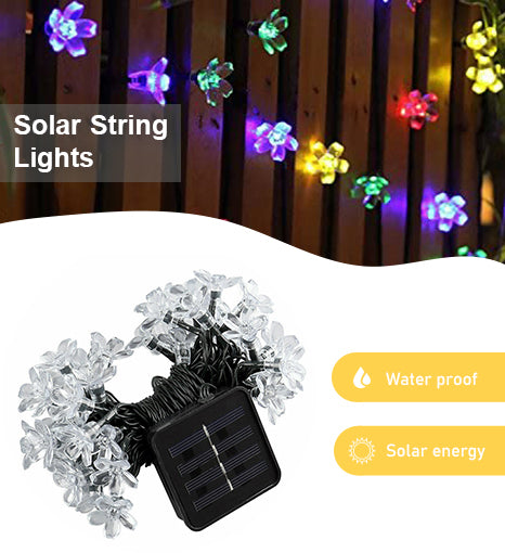 a solar string lights with flowers