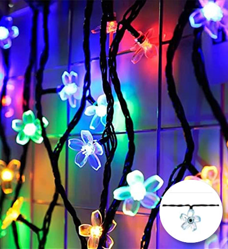 a close up of a string of lights