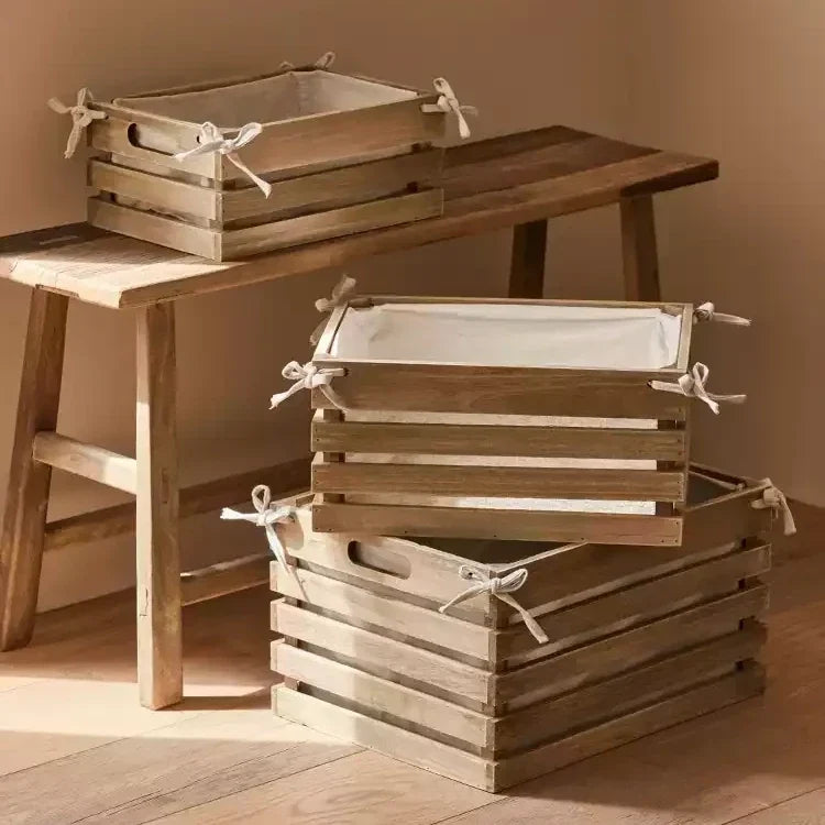 Linen-Lined Wooden Crate