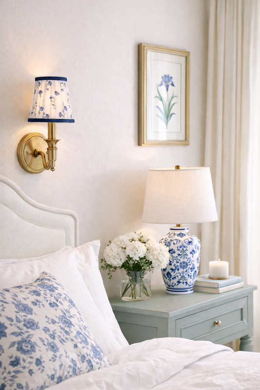 a lamp on a nightstand