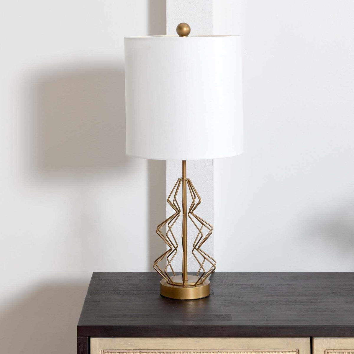 a lamp on a table