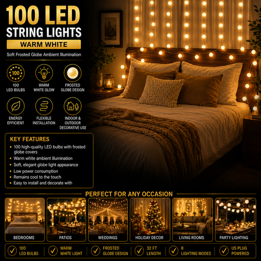100 LED String Light Bulb with connector - Warm White