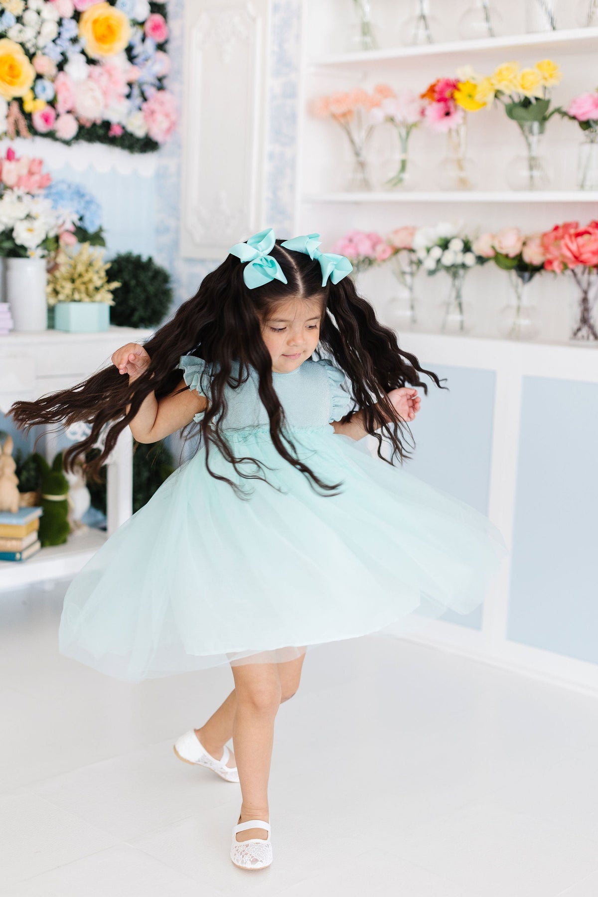 a girl in a dress