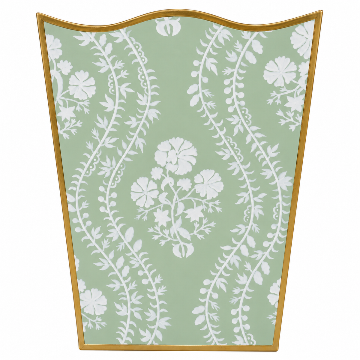 Sage Green Floral Trellis Wastepaper Basket & Tissue (2 Options)