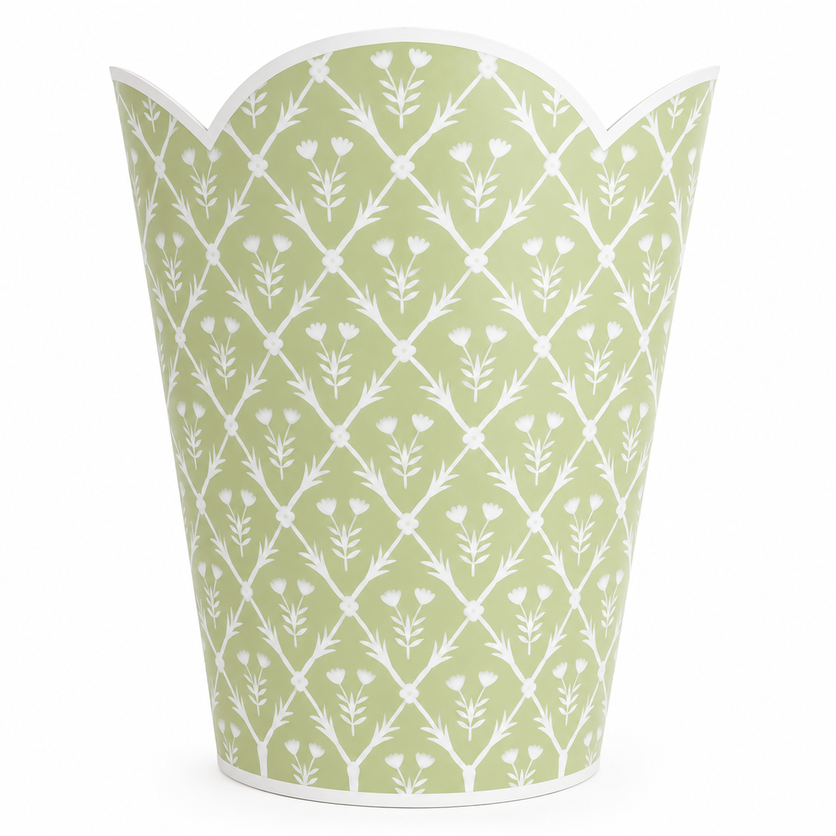 Pale Green & White Tulip Wastepaper Basket & Tissue (2 Options)