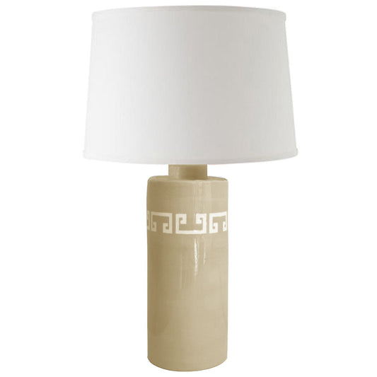 Sand Greek Key Column Lamp