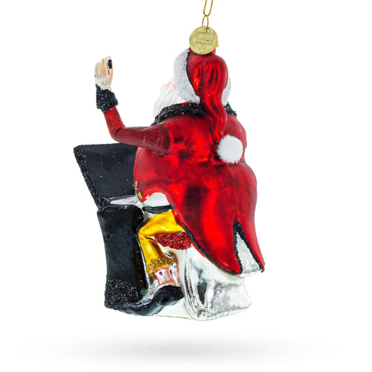 Santa Piano Performance Glass Christmas Ornament