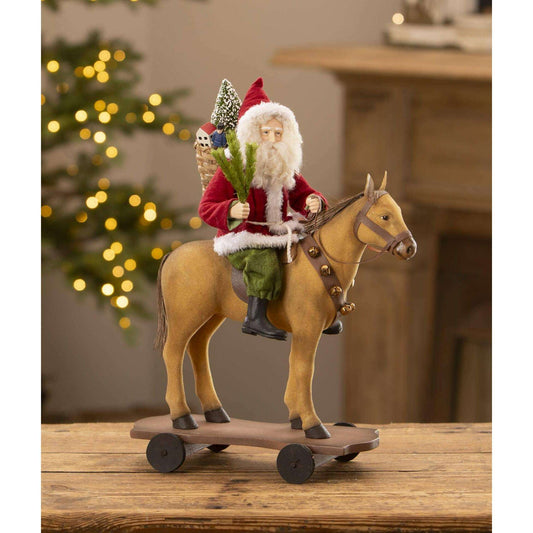 Santa Riding Horse Pull Toy by Bethany Lowe