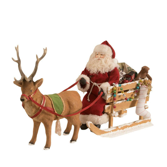 Santa in a One Horse Open Sleigh Vintage Santa by Bethany Lowe Designs