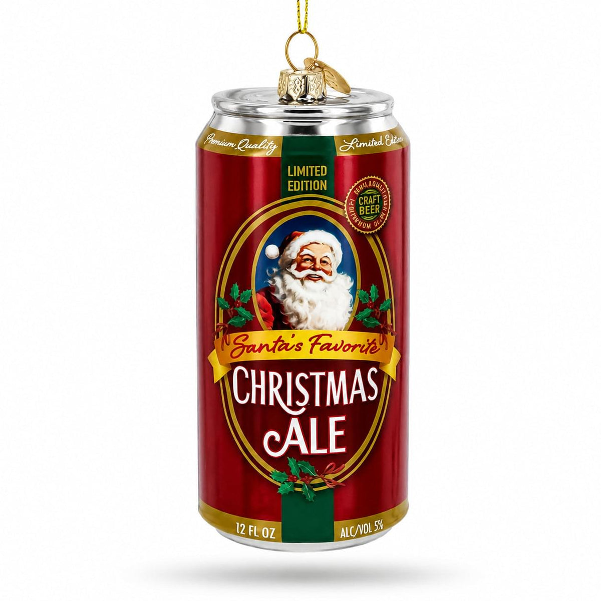 Santa’s Christmas Ale Beer Can Glass Christmas Ornament