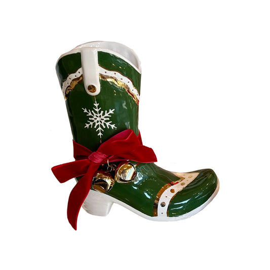 Santa's Cowboy Boot Vase