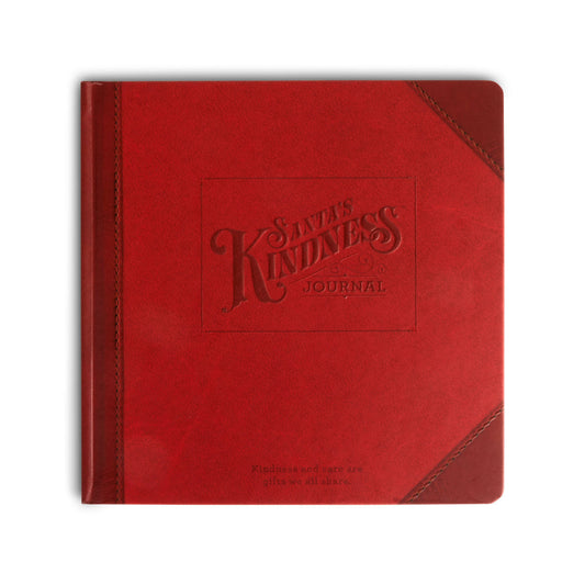 a red leather journal with writing on it