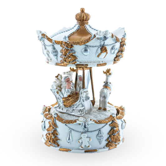 a white and gold carousel