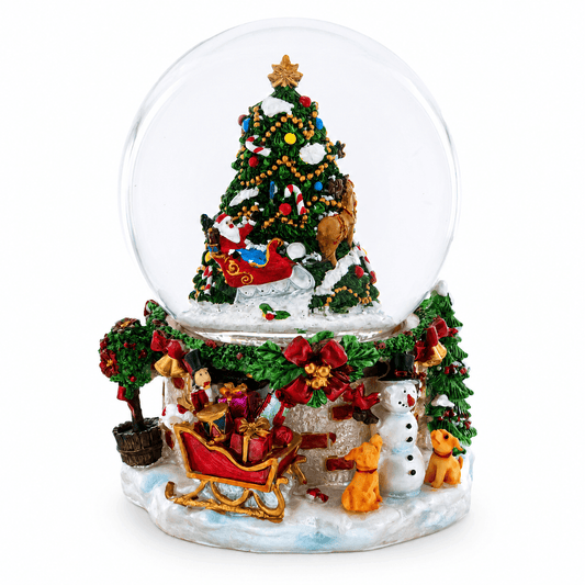 Santa's, Snowman and Canine Companions Musical Water Snow Globe