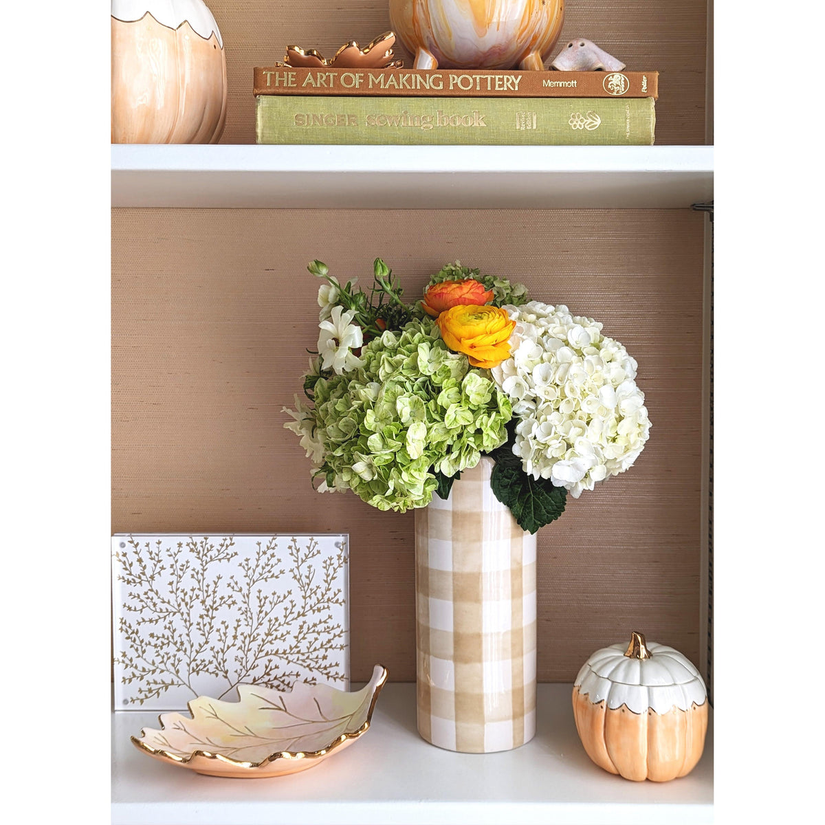 Scalloped Pumpkin Jars with 22K Gold Accents in Sheer Orange