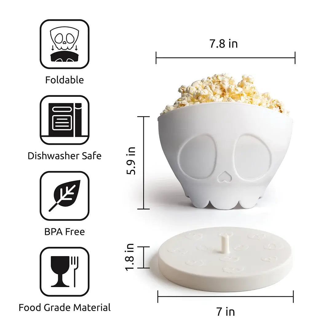 a bowl of popcorn with measurements
