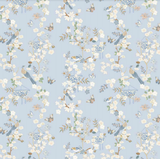 a wallpaper with birds and flowers