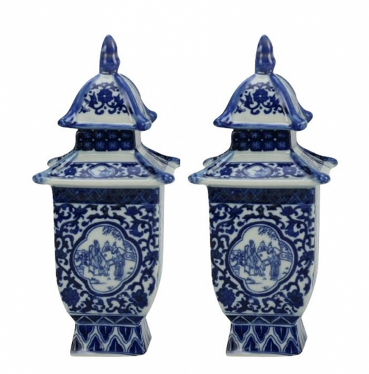 Mini Blue and White Pagodas Style 2