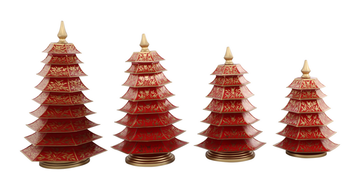 Red AND GOLD FLORAL CHINOISERIE TREE