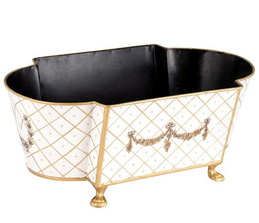 Ivory & Gold Long Trellis Garland Planter