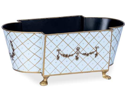 a white and gold rectangular container