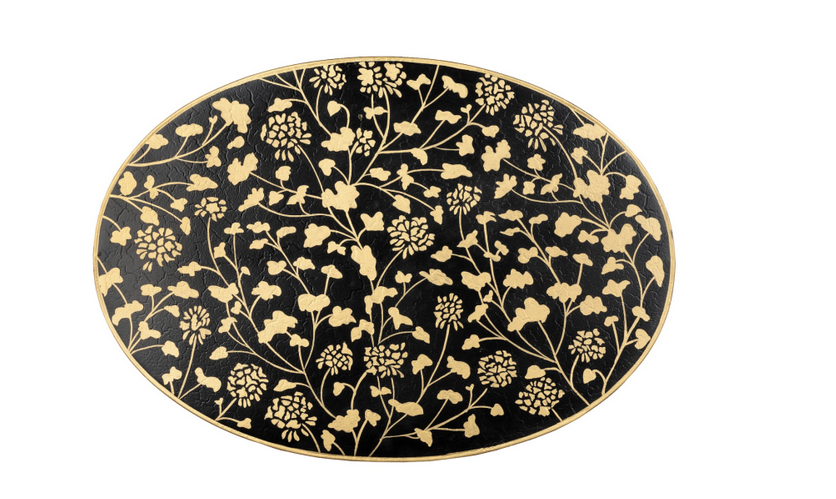 Black & Gold Trellis Scalloped Table