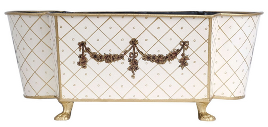 Ivory & Gold Long Trellis Garland Planter