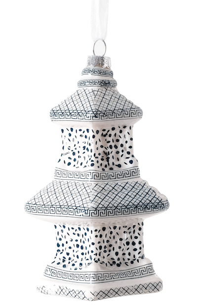 White with Blue Pagoda Gift Topper