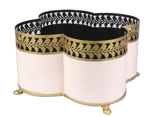 a white and gold vase