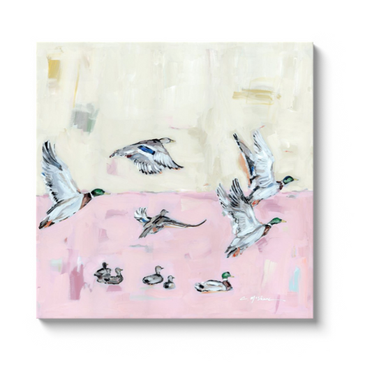"Taking Off" pinks on canvas