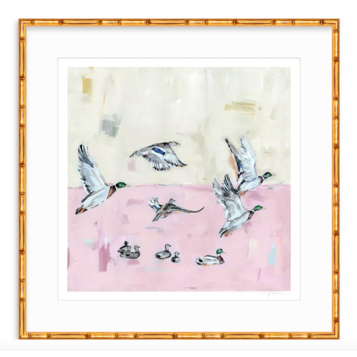 Taking Off Pink Ducks Fine Art Print