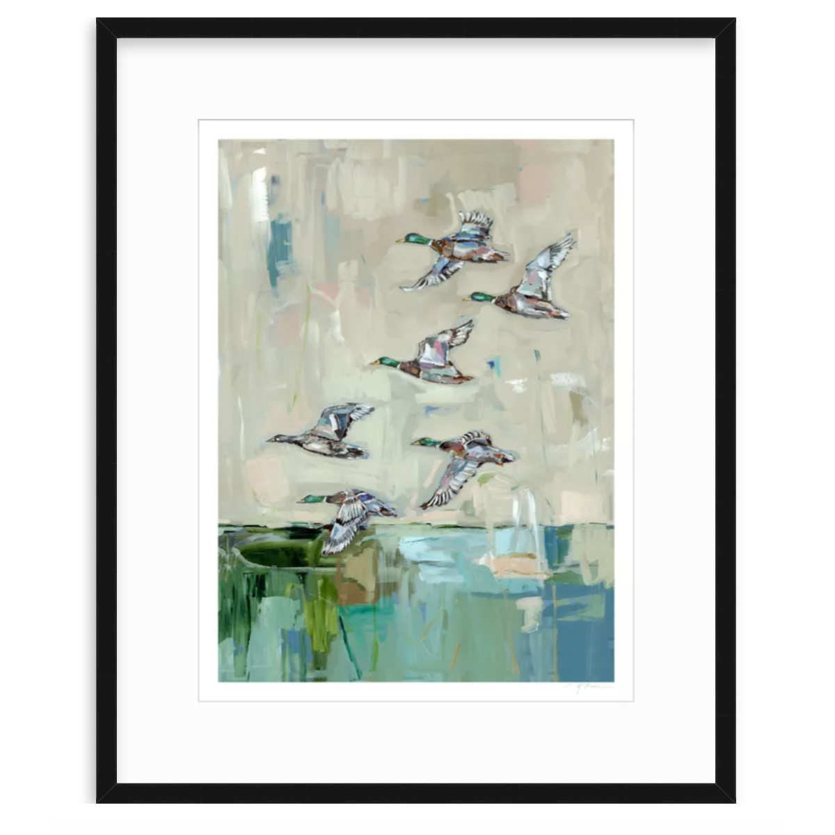 Mallards In Flight Ducks Fine Art Print