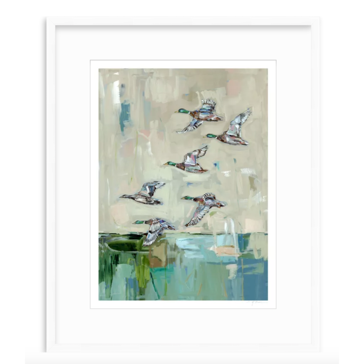 Mallards In Flight Ducks Fine Art Print