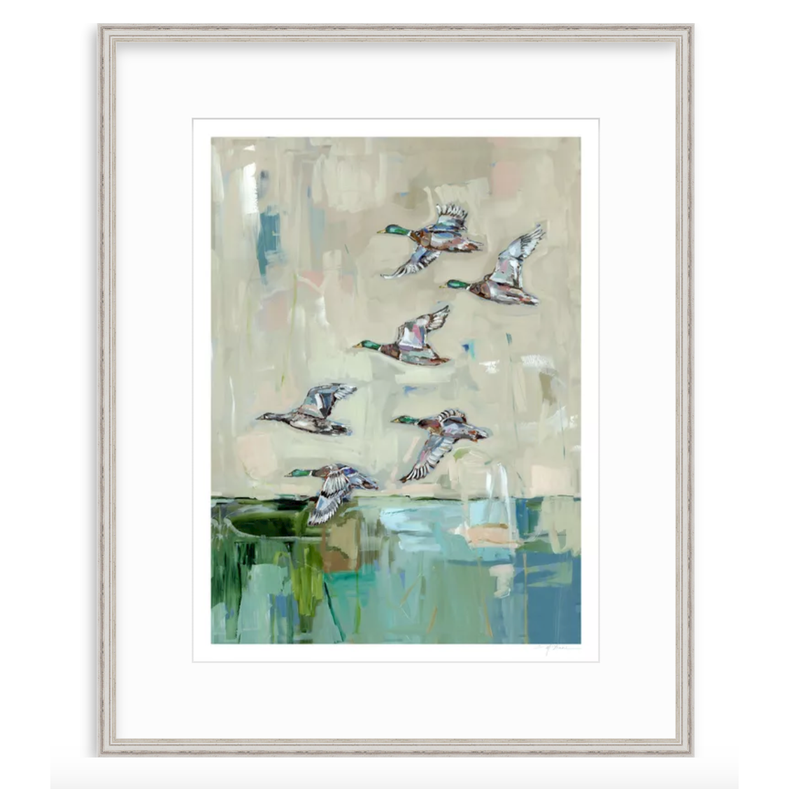 Mallards In Flight Ducks Fine Art Print