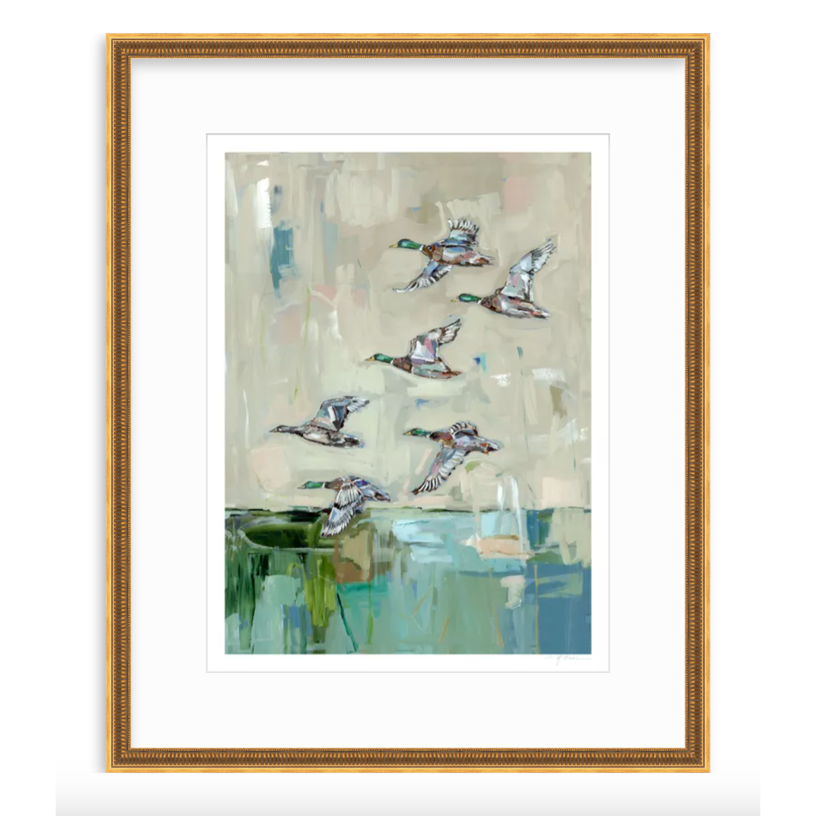 Mallards In Flight Ducks Fine Art Print