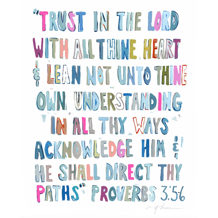 Proverbs 3: 5-6 Pink Bible Verse Fine Art Print
