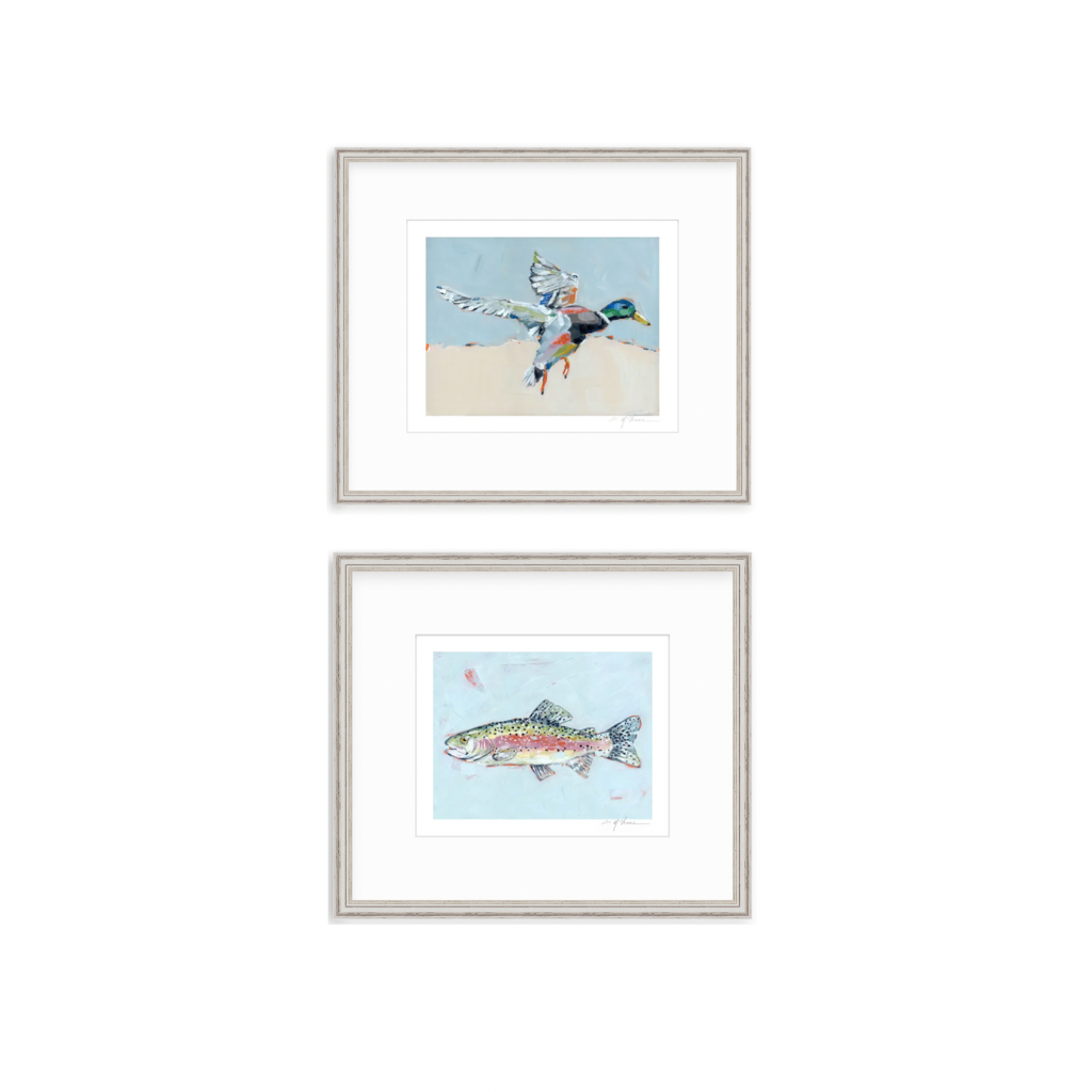 Shore Searching Mallard And Fish Fine Art Print