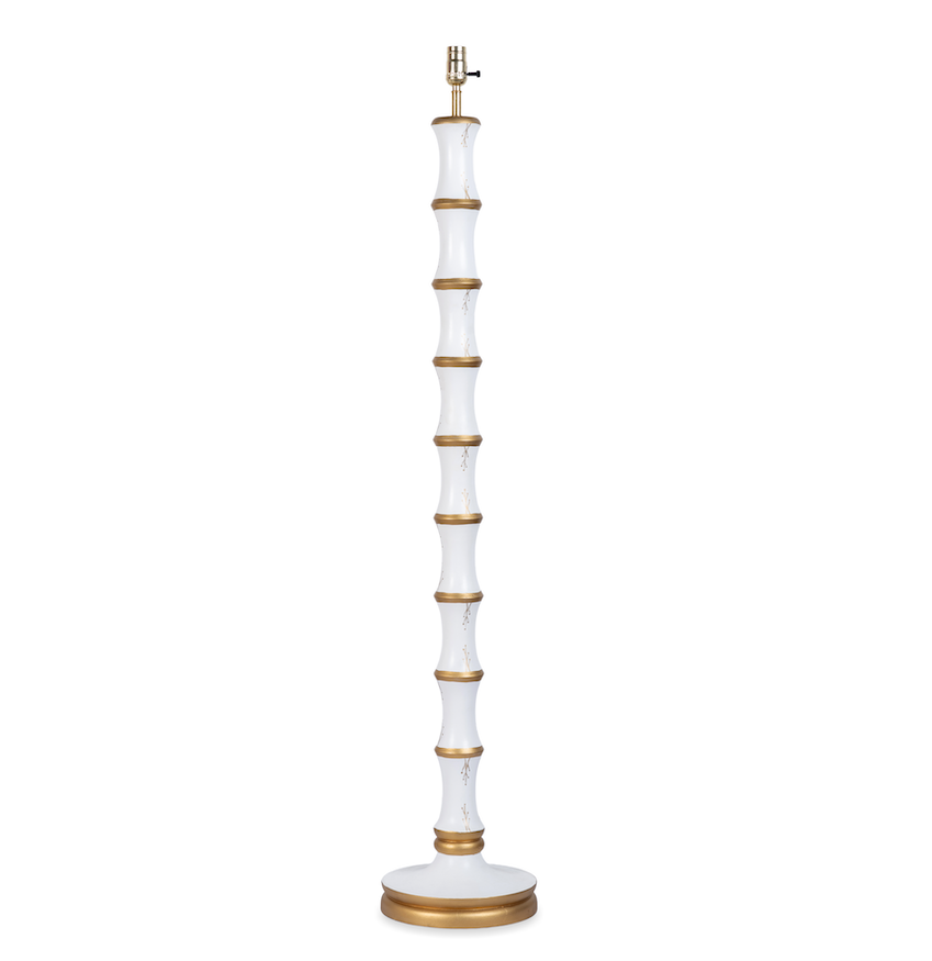 Ivory & Gold Bamboo Floor Lamp
