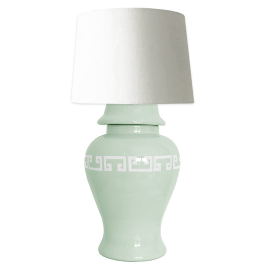 Sea Glass Greek Key Ginger Jar Lamp