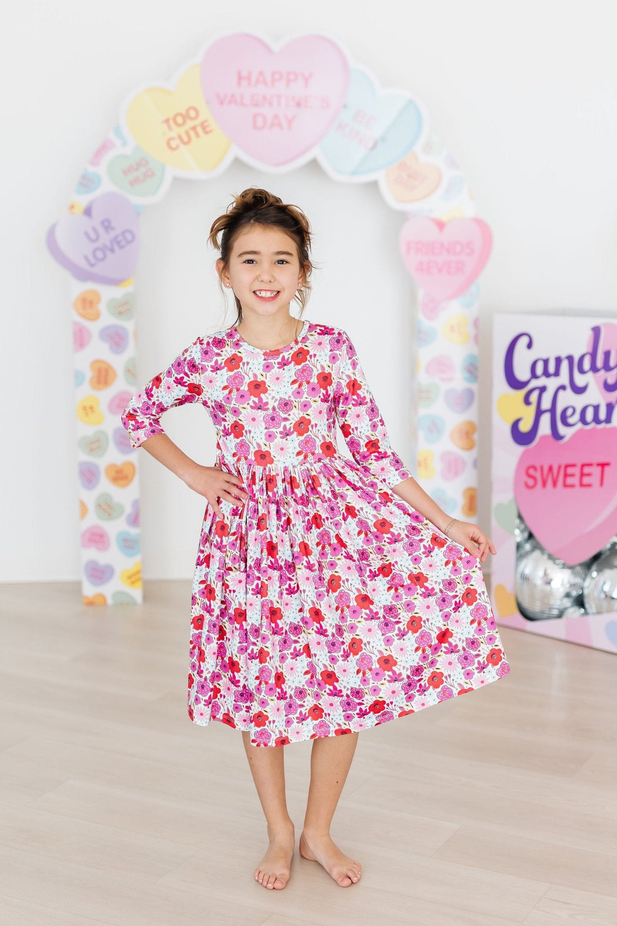 a girl in a dress